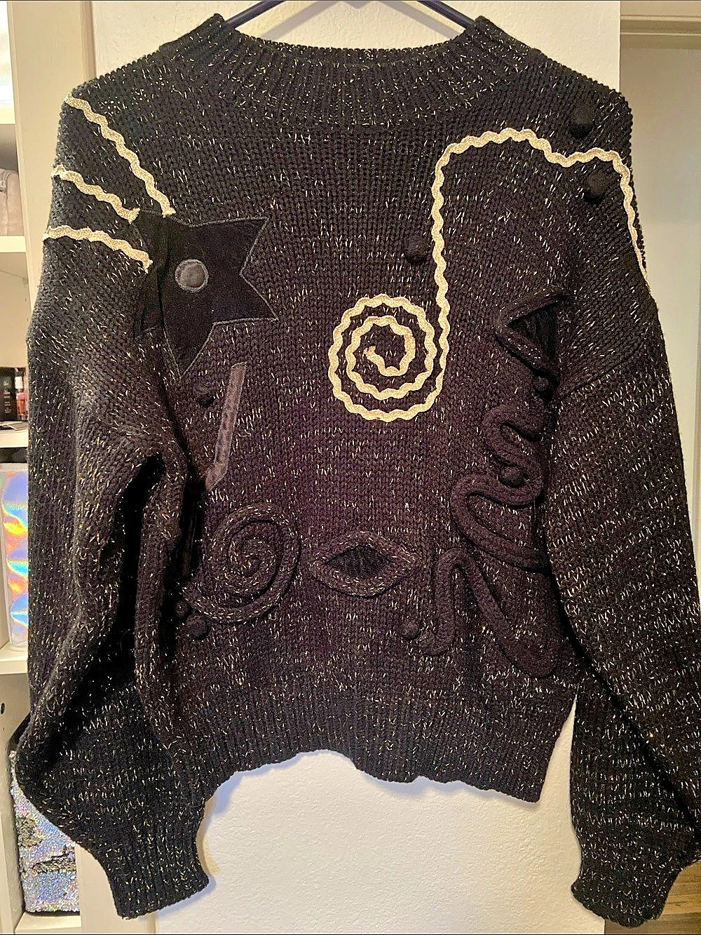 Vintage Jamie Scott Crew Neck Metallic Sweater Size Medium